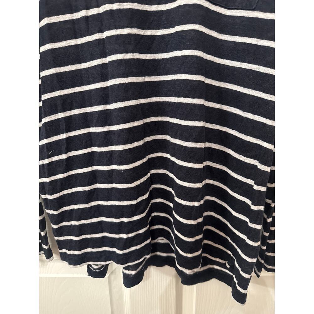Vince 100% Linen Mixed Stripe Single Pocket Long Sleeve Women's Tunic, L - Picture 5 of 6